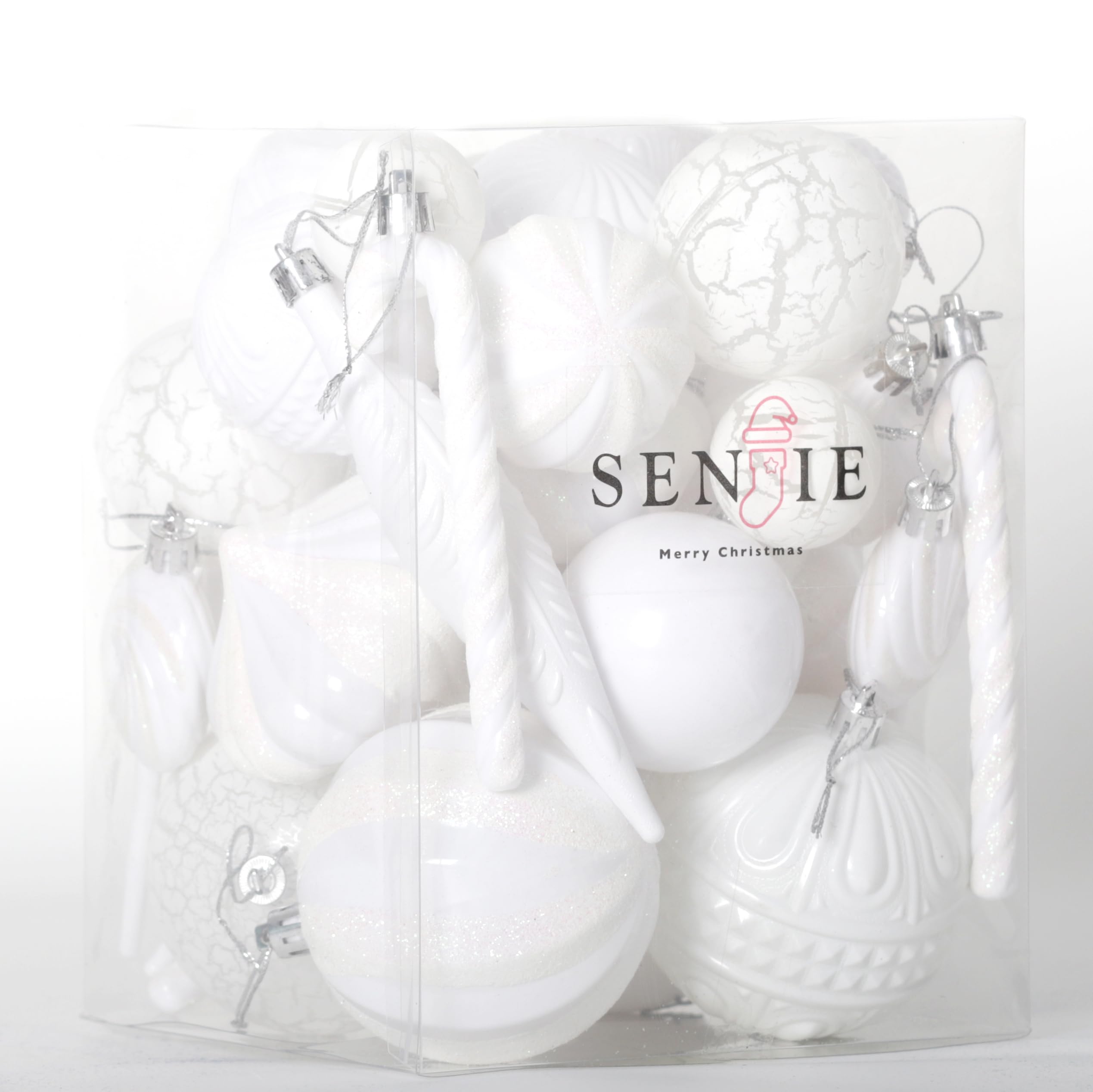 Photo 1 of Christmas Tree Ornaments 36 pcs Multi-Size Candy Cane Shatterproof Ball Ornaments Set for Christmas Holiday Wreath & Party Decorations,White