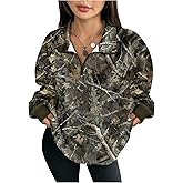 SOLY HUX Women's Camo Sweatshirts 1/4 Zip Pullover Shirts Long Sleeve Fall Tops Streetwear