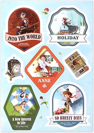 Amazon 赤毛のアン イラスト キャリアステッカー 大きい 防水 ノートpc 自転車 ボード 窓ガラスなどに 絵 キム ジヒョク シール ステッカー おもちゃ