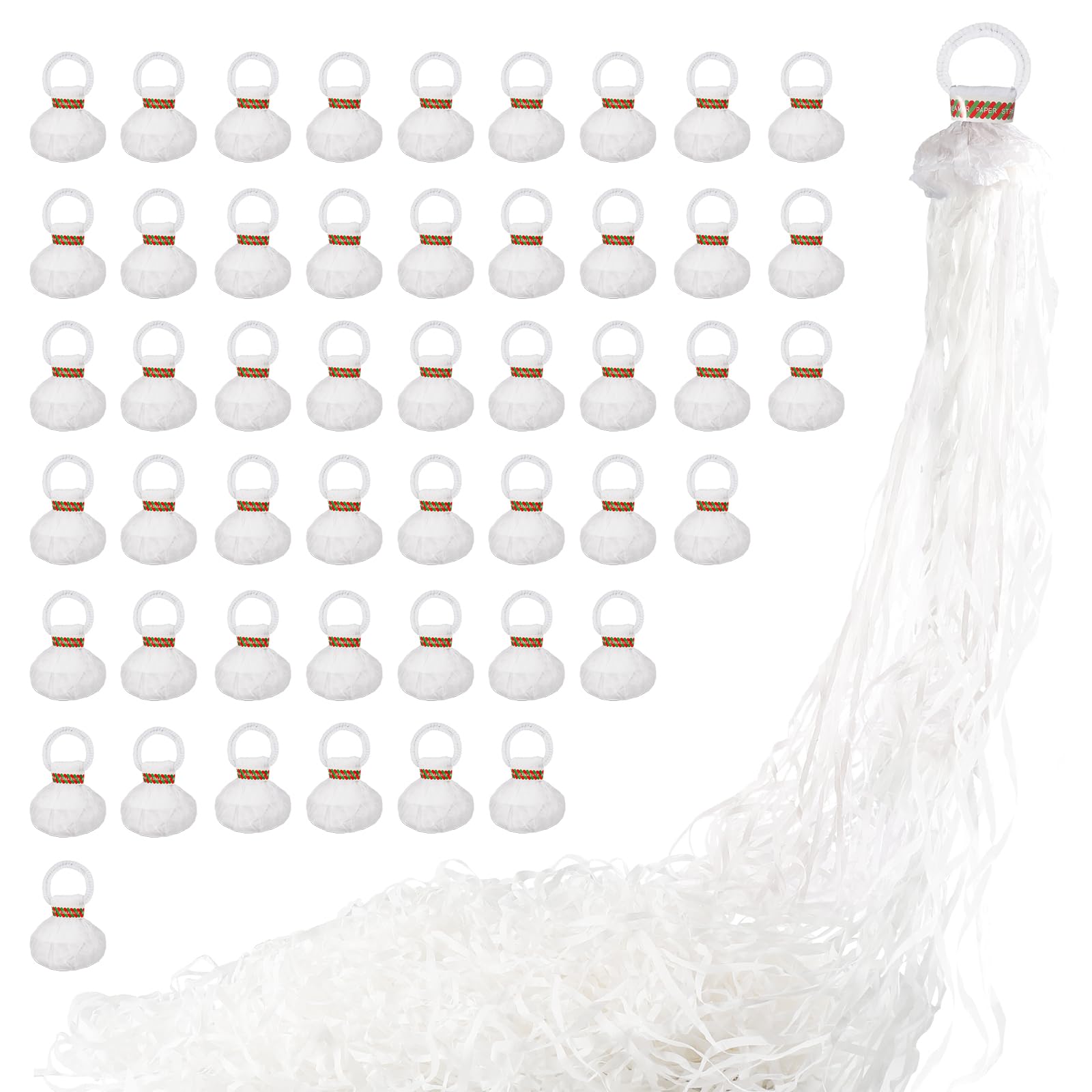 Photo 1 of 50pack No Mess Streamers,Romantic White Confetti Poppers for Wedding Toss,Hand Throw Party Poppers For Engagement Birthday Party,Graduation,Christmas,New year Celebrations(White,50pcs)