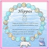 SODLYUE Hippo Bracelet for Women - Hippo Jewelry Gifts Natural Stone Bead Bracelet for Hippopotamus Lovers