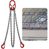 BEAMNOVA Lifting Chains with Adjuster Hooks, 5/16 Inch x 10 Ft, 7000lbs / 3.18 Tons, Chain Slings for Engine Hoist 2 Legs Industrial Grab Hook Heavy Duty