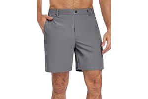 TUREFACE Men's Golf Shorts Flat Front 7 Inch Lightweight Quick Dry Chino Casual with 3 Pockets