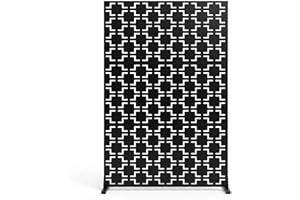 Outdoor Privacy Screen, 72" x 47" Galvanized Steel Decorative Privacy Fence, Rust-Resistant Divider, Modern Geometric Trellis