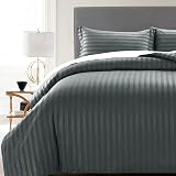 MOONLIGHT20015 Double Duvet Set Reversible Stripes Charcoal 200x200 CM view 5