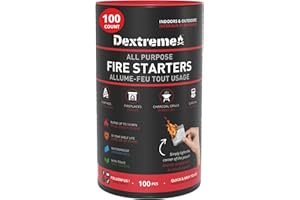 Dextreme Quick Instant Fire Starter - Waterproof All-Purpose Indoor & Outdoor Firestarter, for Charcoal Starter, Campfire, Fireplace, BBQ, Survival and Wood Stove (100 Pcs Tube)