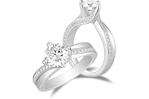 DovEggs Moissanite Engagement Ring for Women,Moissanite Wedding Ring,1.5 Carat Round Cut Color G-H-I Moissanite Anniversary Wedding Ring 14K Gold QUALITY Sterling Silver