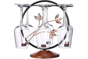 INMTIE 6-Hook Metal Wine Glass Holder Countertop Stemware Rack Tabletop Stemware Storage Rack Weighted Base Display Stand