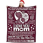 Leevcok I Love You Mom Blanket for Mom, Valentines Gifts for Mom from Daughter Son, Birthday Gifts for Women Who Has Everything, Blanket Gift for Her, I Love You Mom Throw Blanket 60""×50"", Burgundy