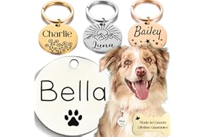 Canadian Made Dog Tag Deep Engraving, Pet Tags Personalized Engraving Pet ID Tags, Stainless Steel Custom Name Tag for Dog, E