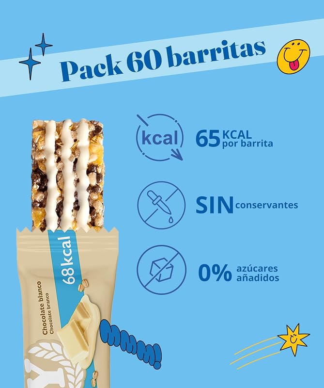 Barras de Cereais 0% Chocolate Branco, 10x6x20 g