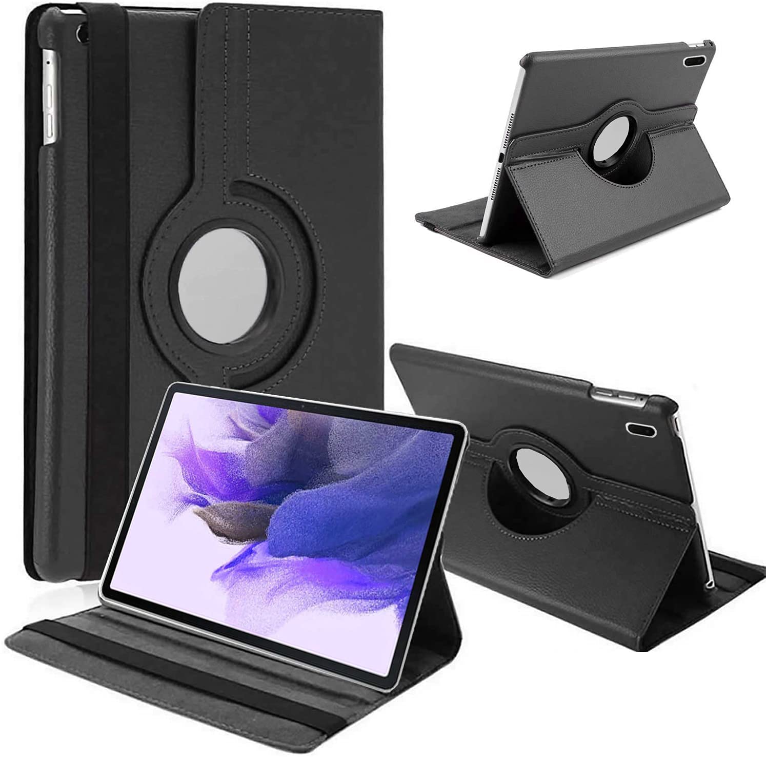 KP TECHNOLOGY Case for Galaxy Tab S8 Plus 12.4" 2022 / Galaxy Tab S7 FE 12.4" 2021, Leather Smart Folio 360 Case for Samsung Galaxy Tab S7 FE/Samsung Galaxy S8 Plus 12.4" Tablet (BLACK)