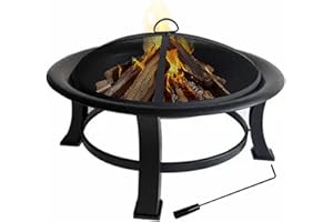 Four Seasons Courtyard Outdoor Fire Pit with Spark Screen & Cover, 30", Black