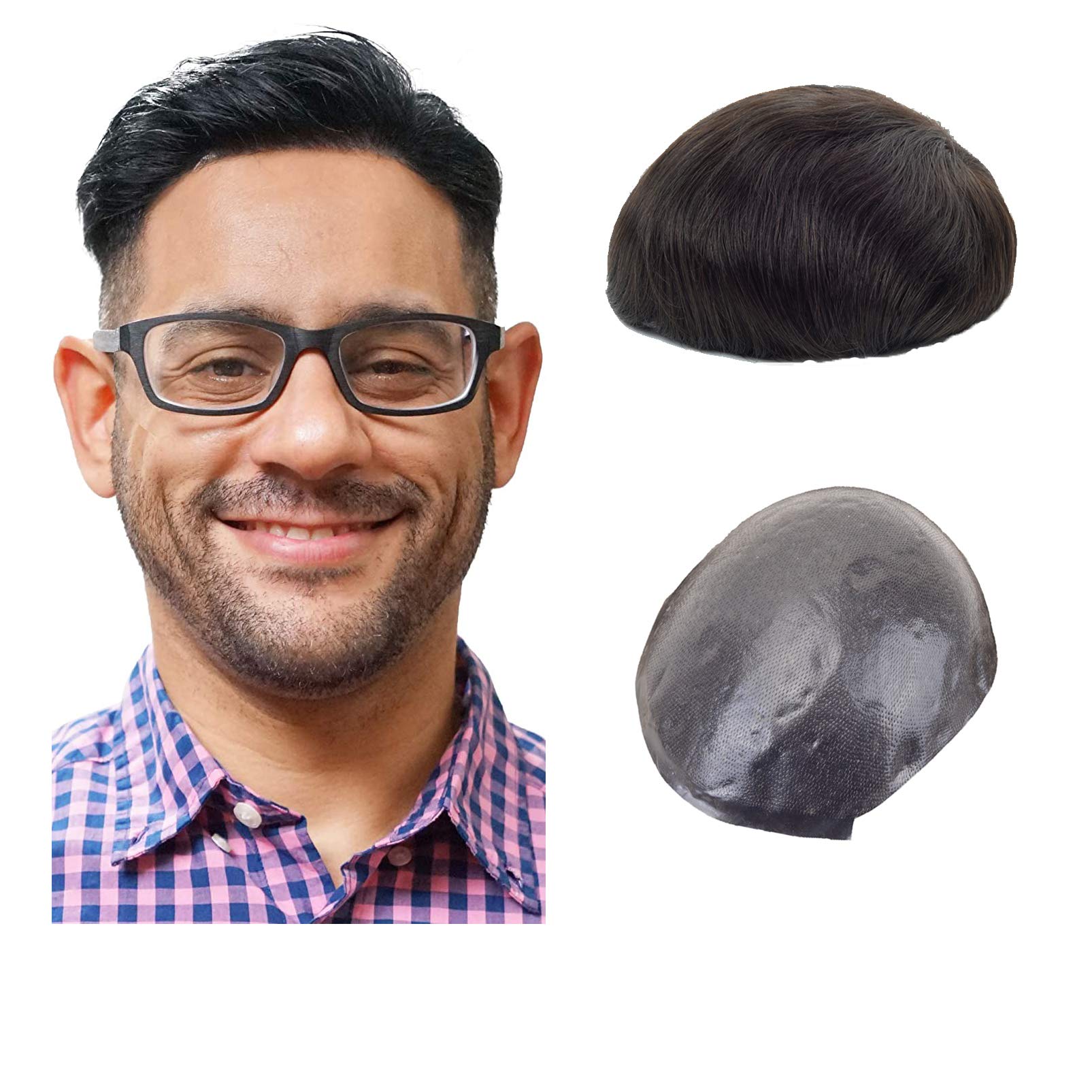 Lordhair 0.06mm Hair System for Men Thin Skin Toupee for Men, Base Size 8X10 Inch V-looped Hairpiece Medium Density Hair Replacement System