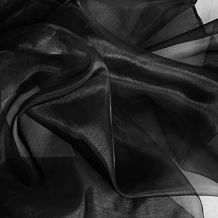 TOLKO® Meterware | uni ORGANZA Deko-Stoff zum Nähen, Drapieren und Basteln | Durchsichtig, Fein, Hauch Zart (Schwarz)
