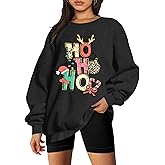 LHBNK Christmas Sweatshirts Women HoHoHo Christmas Sweatshirt Funny Santa Graphic Xmas Oversized Pullover Tops
