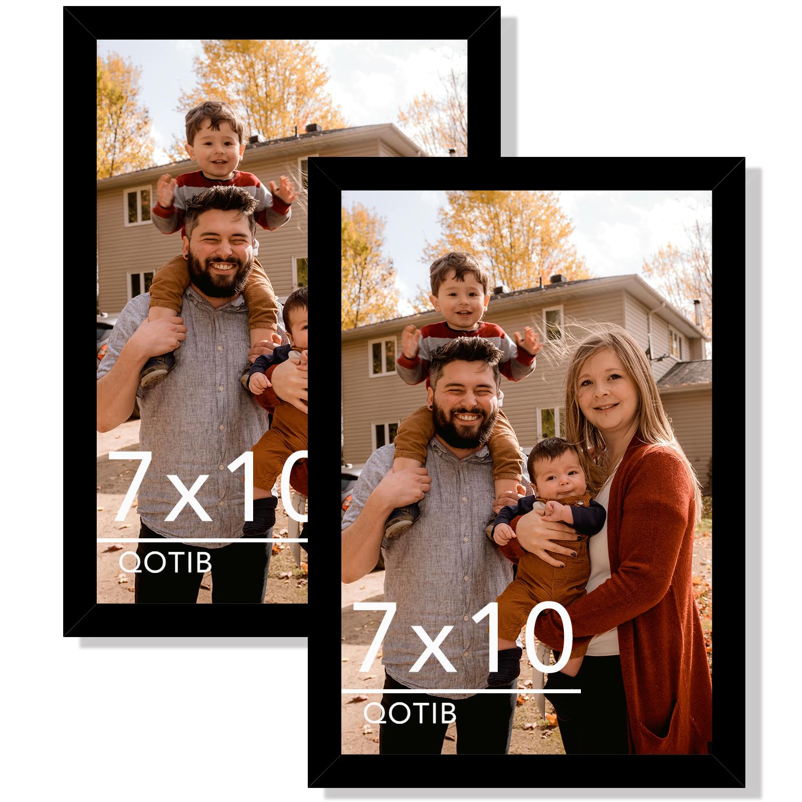 Photo 1 of QOTIB 2 Packs 7x10 Picture Frame Black, Engineered Wood 7 x 10 Photo Frame, 7 by 10 Photo Poster Frame for Wall Hanging and Tabletop Set of 2, Black