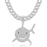 EDINGM Miami Cuban Link Chain for Men, Gold/Silver Plated Diamond Necklace, Iced Out Hip Hop Jewelry Gift