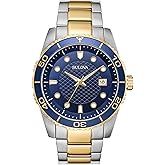 Bulova Classic Two-Tone Stainless Steel 3-Hand Date Calendar Quartz, Blue Dial Style: 98A200