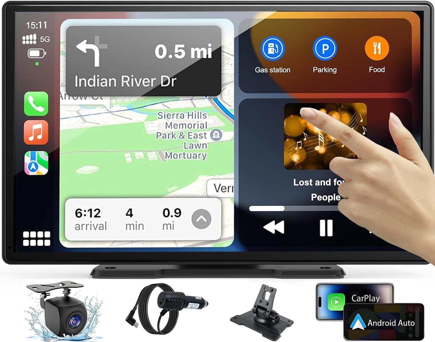 Photo 1 of Portable Apple Carplay Screen for Car,9 Inch Wireless Car Stereo with Apple Carplay & Android Auto,with 1080p Backup Camera,GPS Navigation,Bluetooth,Screen for All Vehicles