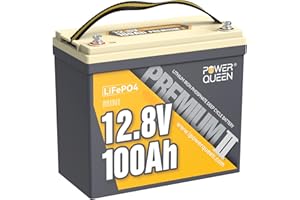 Power Queen 12V 100Ah MINI LiFePO4 Lithium Battery, Deep Cycle Battery with Upgraded 100A BMS, Max 1280W Energy, Up to 15000 Cycles & 10-Year Lifespan for RV, Solar, Trolling Motor & Camping