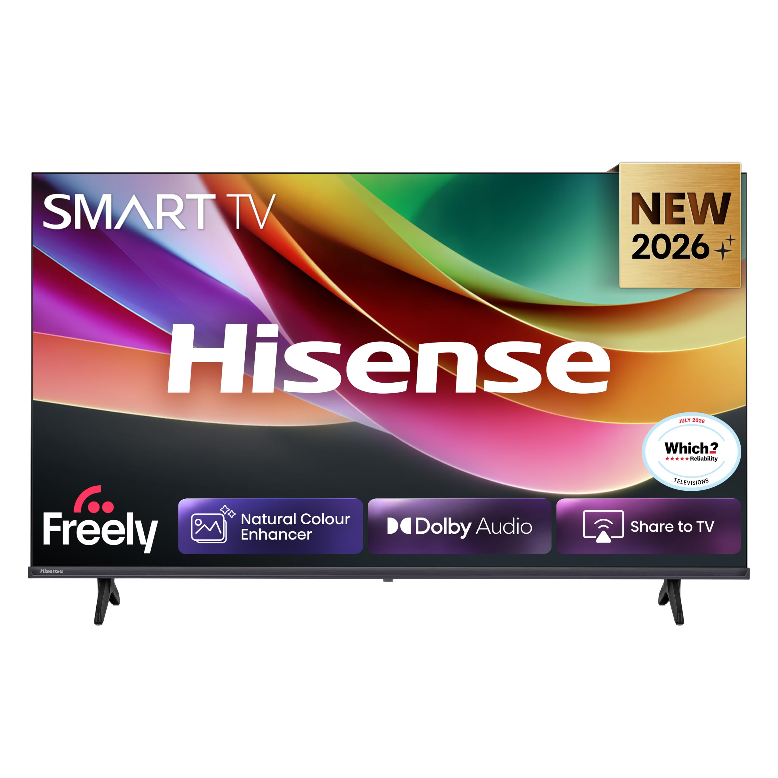 Hisense 32" 32A4STUK LED Full HD Smart TV with Freely, Netflix, Disney+ and YouTube - Natural Colour Enhancer, Dolby Audio, Share to TV, Noise Reduction, Game Mode, DTS Virtual: X, Smart Home Ready