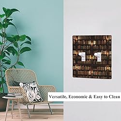 Pznen Bookshelf Double Switch Plate Covers Library