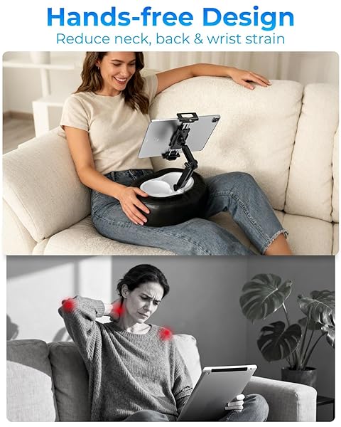 INSSKY TABLET PILLOW STAND WITH STORAGE LINER – LEATHERETTE, STABLE SUPPORT FOR 6.1-15.6 INCH DEVICES, WATERPROOF & FOLDABLE FOR SOFA/BED/FLOOR, FIT THICKNESS CASE FOR IPAD PRO/AIR/MINI, GALAXY TAB