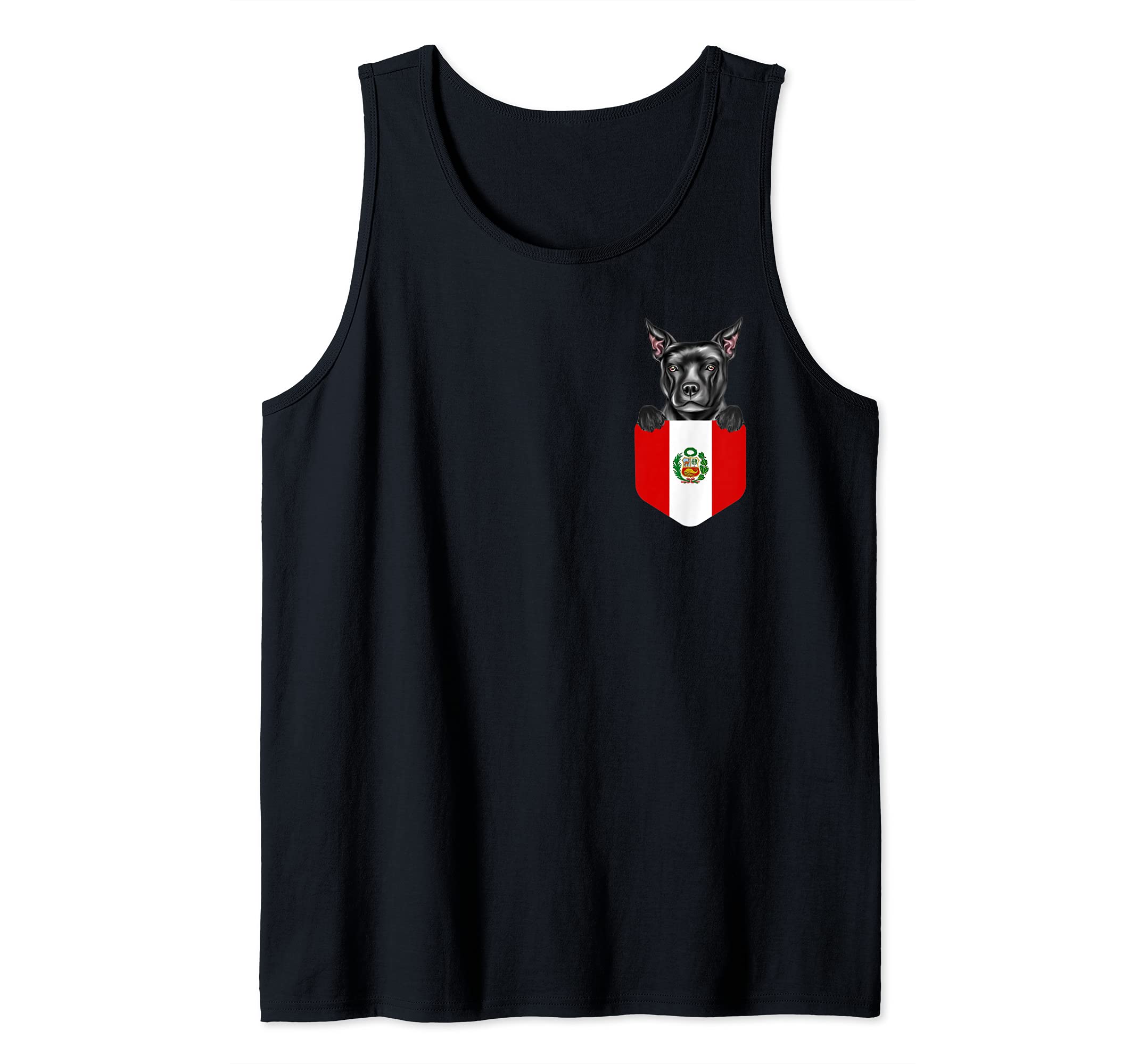 Peru Flag Staffordshire Bull Terrier Dog In Pocket Tank Top