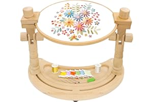ZIQIANHARD Adjustable Embroidery Hoop Stand, Rotated Beech Wood Cross Stitch Stand, Embroidery Hoop Holder for Craft Sewing