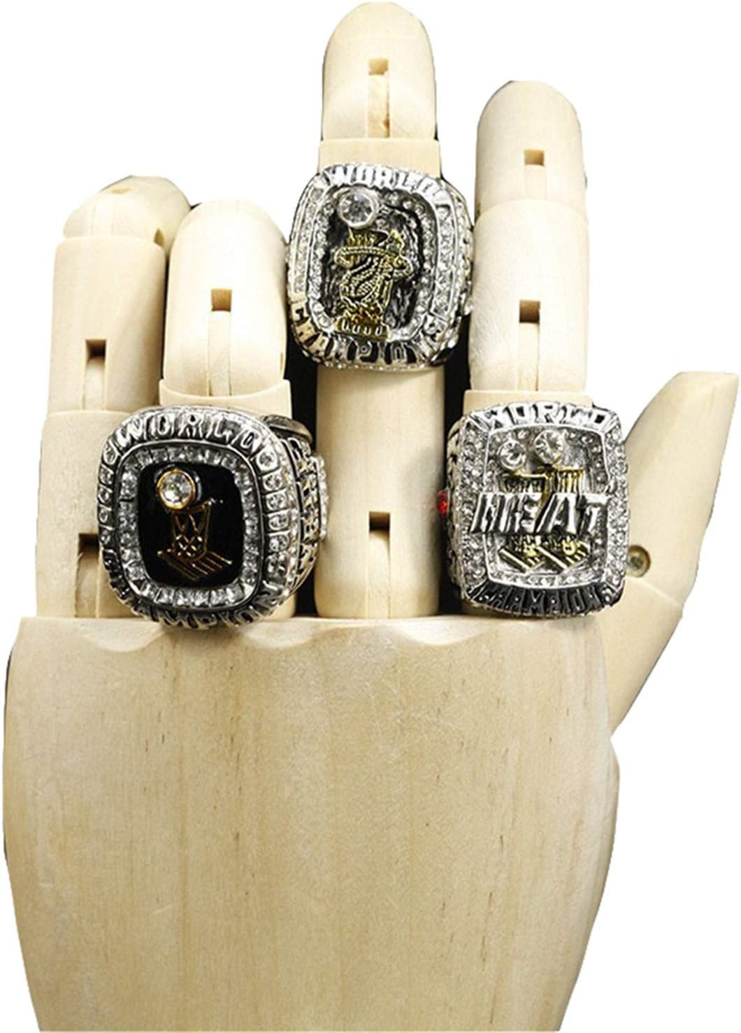 Jiustars 2006 2012 2013 Heat Jame & Wade Basketball Championship Rings Set with A Wooden Box
