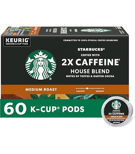 Amazon.com: Starbucks K-Cup Coffee Pods, Medium Roast Coffee With 2X  Caffeine House Blend For Keurig Coffee Makers, 100% Arabica, 1 Box (10  Pods) : Grocery & Gourmet Food