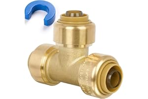 JUWO 3/4" Pex Tee, Push to Connect Brass Plumbing Fitting for Copper, CPVC, PEX Pipe, Heavy Duty Pushfit Pex Fitting with Upgraded Stiffener and Disconnect Clip, NSF & UPC Certified