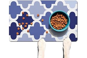 FUOXOWK Dog Food Mats for Floors Absorbent, Pet Cat Food Mat - Quick Dry Dog Bowl Mats for Food and Water, Eco-Friendly Dog Accessories Pet Supplies 12" x 20"