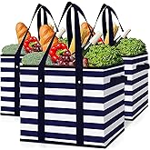 WISELIFE 3 Pack Reusable Grocery Bags Large Water Resistant Grocery Collapsible Heavy Duty Tote Bags for Shopping Picnic