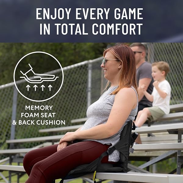 EVERLASTING COMFORT STADIUM SEATS WITH BACK SUPPORT – ADJUSTABLE MEMORY FOAM BLEACHER CHAIRS WITH BACK AND CUSHION, PORTABLE, EASY FOLDING STADIUM SEAT CUSHION WITH STORAGE POCKET