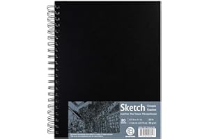 Bachmore 8.5"x11" Hardbound Sketchbook, Left Spiral Sketch Pad with Hardcover, Perforated and Durable Acid Free Drawing Paper, Ideal Art for Kids & Adults, Artist Pro & Amateurs