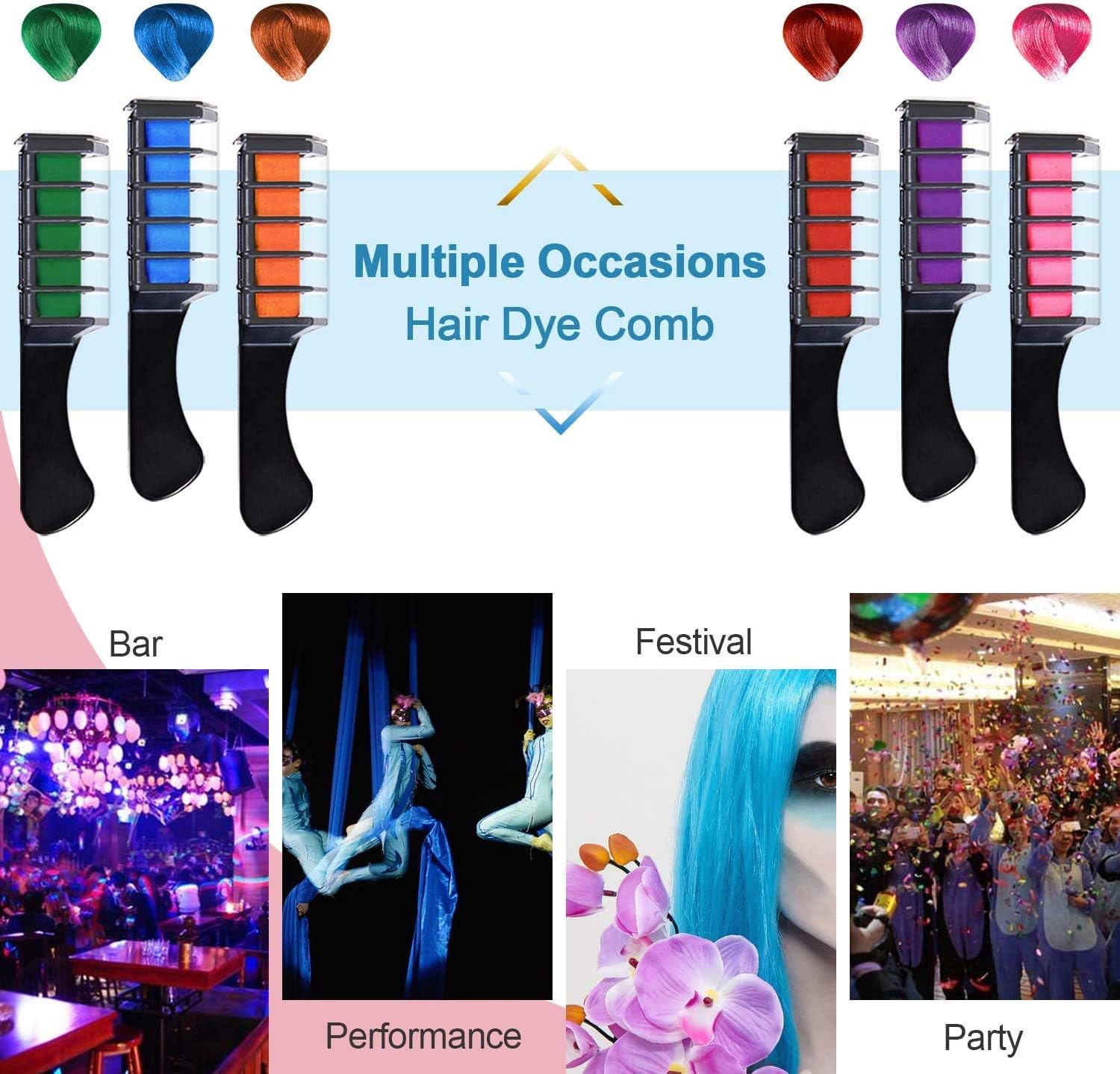 Deluxe Hair Chalk Set For Girls, 10 Washable Colour Brush, Available