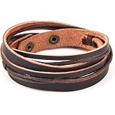 Chic Exquise Designs Handmade Genuine Vintage Leather Wrist Cuff Wrap Bracelet Adjustable