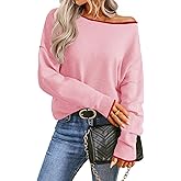 Saodimallsu Womens Off The Shoulder Sweater Oversized Long Sleeve Knit Sweaters 2025 Casual Color Block Trendy Jumper Tops