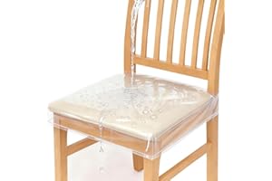Zipcase 4 Pack Stain, Water and Kitty Scratch Resistant Clear Dining Chair Covers/Slipcovers Chair Protector Waterproof PVC Material, 17”D x 18”W x 4”H with Adjustable Belt Strap, Set of 4