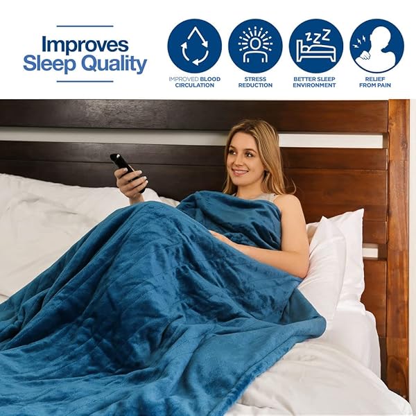 MEDICAL KING HEATED BLANKET, MACHINE WASHABLE EXTREMELY SOFT & COMFORTABLE ELECTRIC BLANKET THROW FAST HEATING WITH HAND CONTROLLER 10 HEATING SETTINGS & AUTO SHUT-OFF (BLUE, 50 X 60)