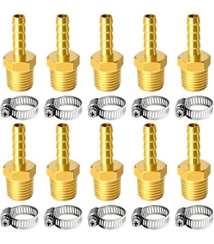 5x 3/8" Swivel Hose Barb X 1/4" Male NPT Brass Fittings – Gas, Fuel, Water, Air