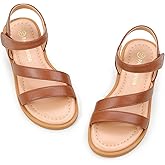 PANDANINJIA Girls Sandals Monica Summer Open Toe Flats Shoes Dress Sandals for Toddler Little Kid Big Kid
