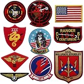 Top Patches Pilot Iron on Patch, US Military Airsoft Patches Flight Patches for Jackets Tactical Patches for Backpacks Bundle 10 Pieces for Halloween Costume Cosplay