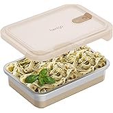 Bentgo MicroSteel Heat & Eat Container – Microwave-Safe, Leak-Proof & Airtight, Easy-to-Clean Lightweight Stainless Steel Reusable Food Storage with Silicone Lid (Dinner Size; 5.5-Cup Capacity; Gold)