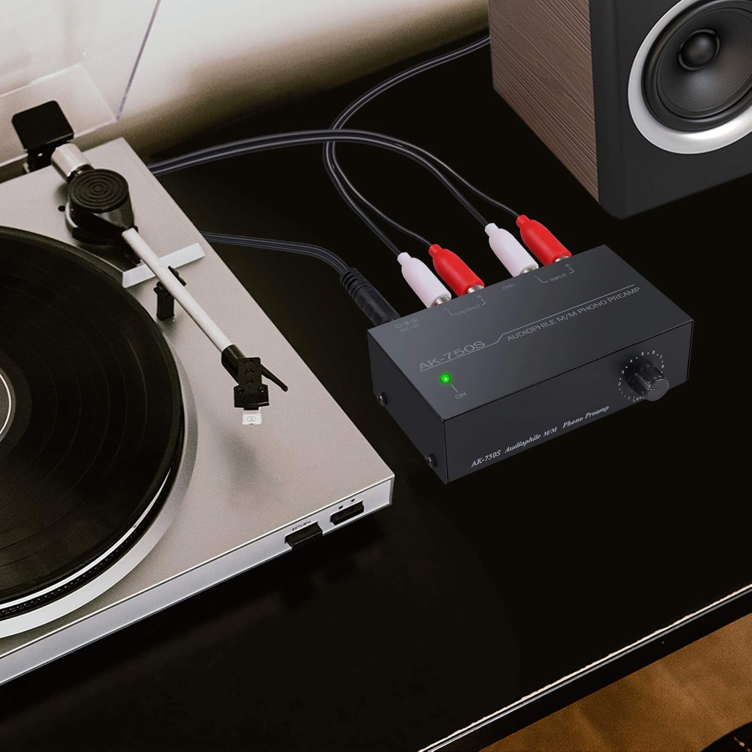 PROZOR Phono Preamplifier Phono Preamp Turntable Preamp with Level Controls 2 RCA Input & Output