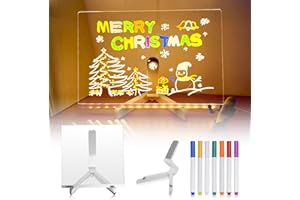 EPJJI LED Note Board with Colors, 2025 Upgraded Lighted Acrylic Dry Erase Board, Illuminated LED Acrylic Message Board Sticky Note Board with Adjustable Stand and 7 Pens Christmas Gift (11.8 X 7.9”)