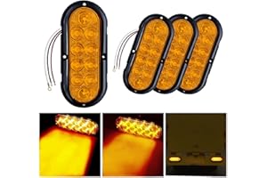 CZJCGD 6 Inch Oval Amber LED Trailer Tail Lights 4PCS, 10 LED Park Turn Signal Lights, IP67 Waterproof Marker Lights for ATV Truck Jeep Boat, DOT Approved