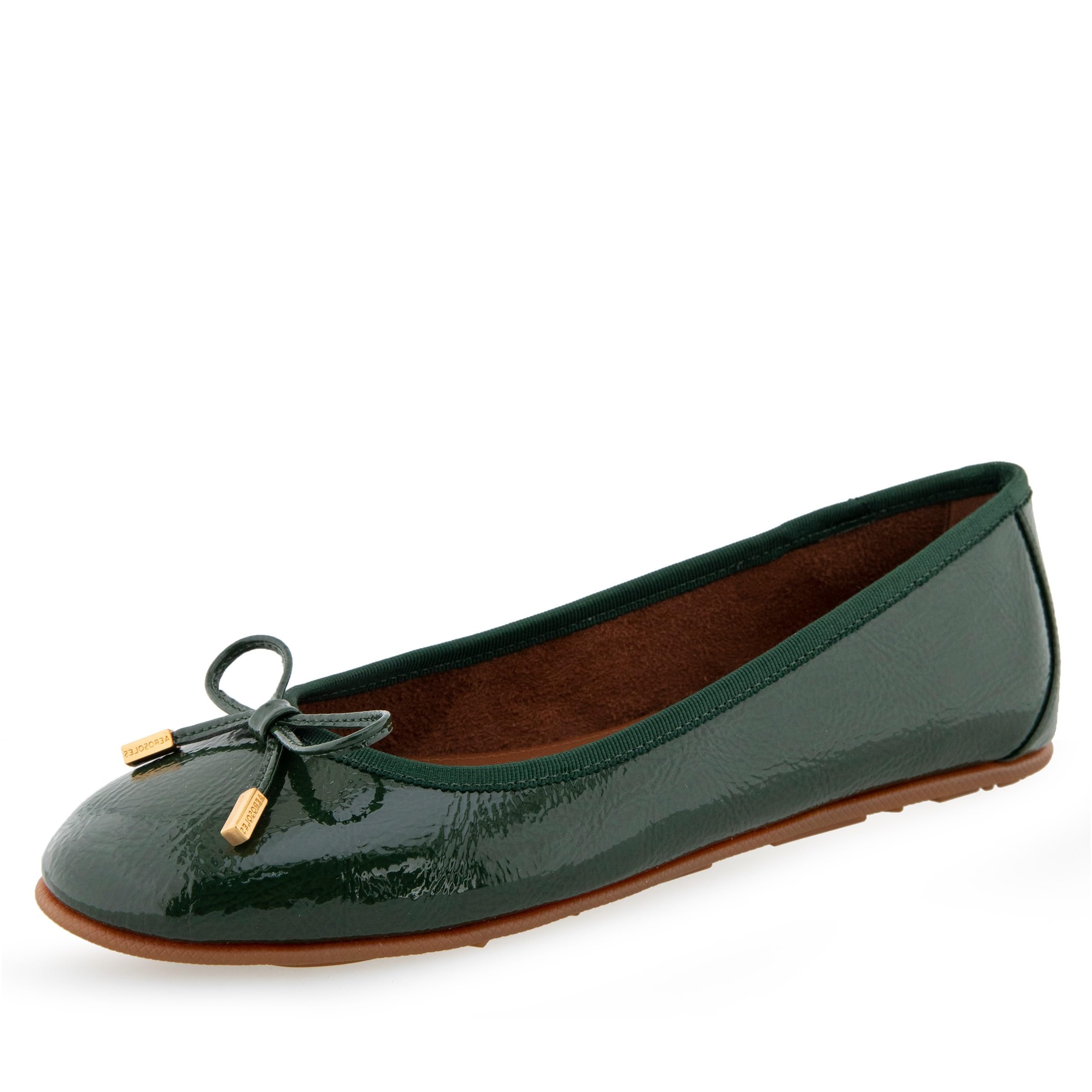 Aerosoles Women’s PIA Ballet Flat, FIR Green Patent Crinkled Faux Leather, 9.5